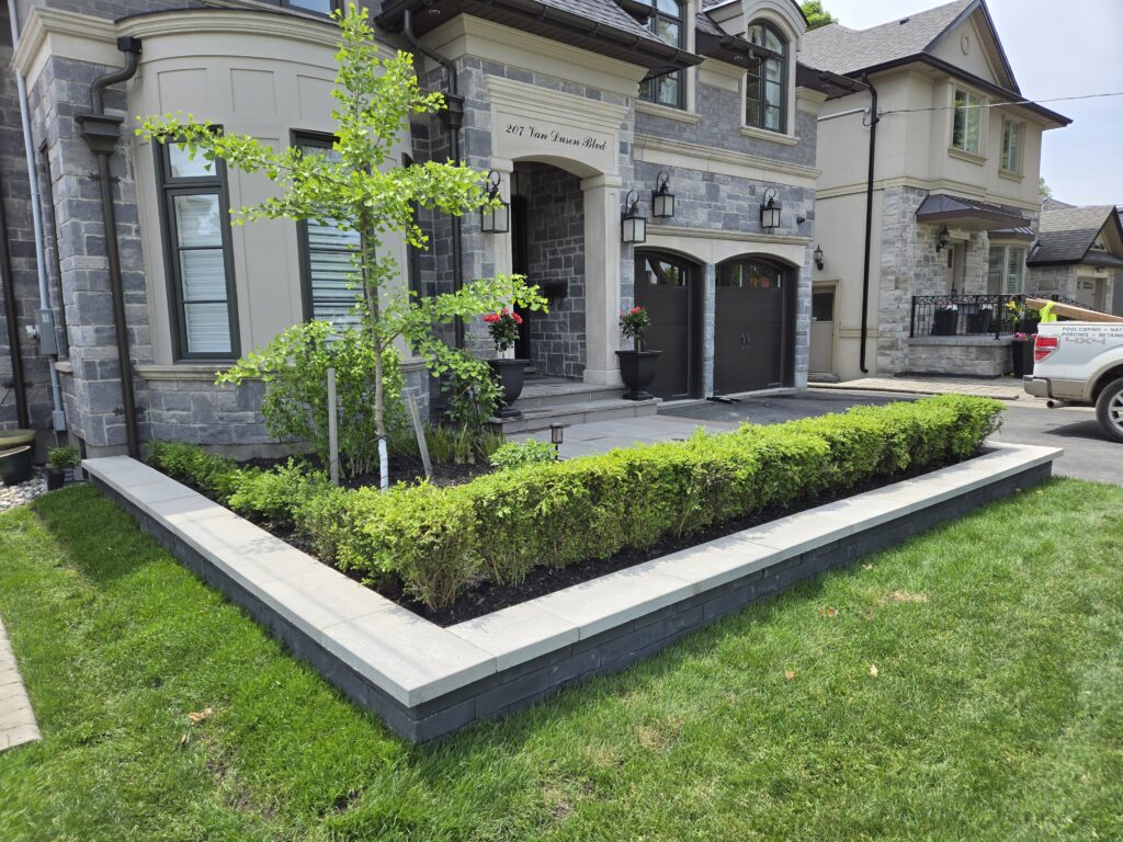 Retaining wall natural stone construction East Gwillimbury