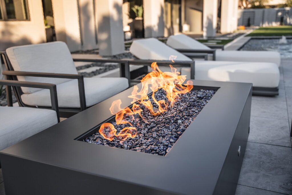Fire pit installation in Aurora backyard
