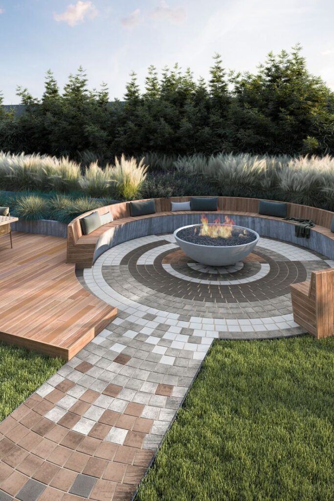 Modern fire pit Vaughan patio design
